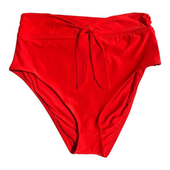 Antonio Melani NWT Maui High Waist Tie Front Red Full Coverage Bikini Bottom XL - Picture 1 of 9